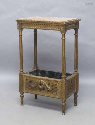 A French giltwood jardiniere stand, early 20th century, with...