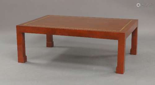 A modern Chinese coffee table, red painted, 38cm high, 110cm...