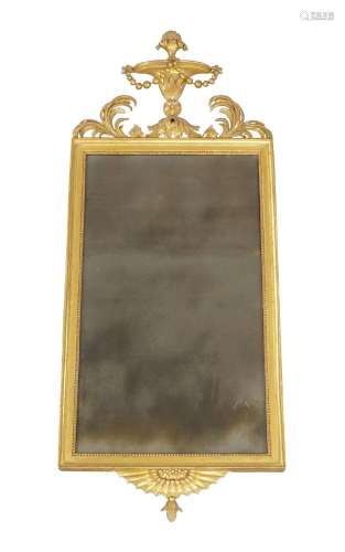 A George III rectangular giltwood wall mirror, circa 1790, t...