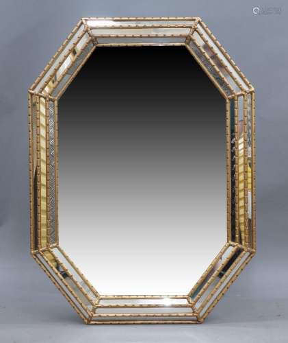An octagonal stepped gilt wood mirror, 21 century, 107cm x 7...