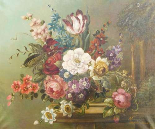 E. Vanderman, Dutch, early/mid-20th century- Floral still li...