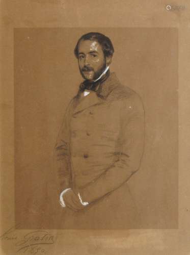 Charles Louis Gratia, French 1815-1911- Portrait of a gentle...