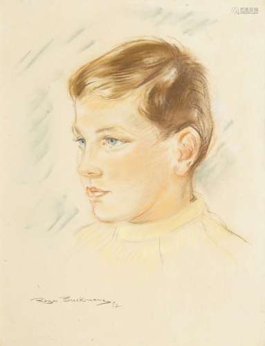 Roger Berckmans, Belgian 1900-?- Portrait of a boy, turned t...