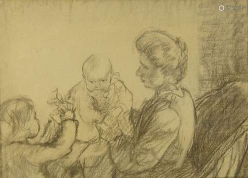 British School, mid-20th century- Study of a mother and her ...