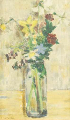 Alan Clutton-Brock, British 1904-1976- Spring flowers; oil o...
