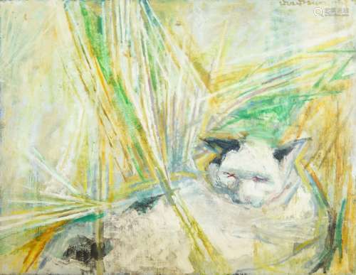 Edward Dicks, British 1928-2012- Cats; oil on canvas, signed...