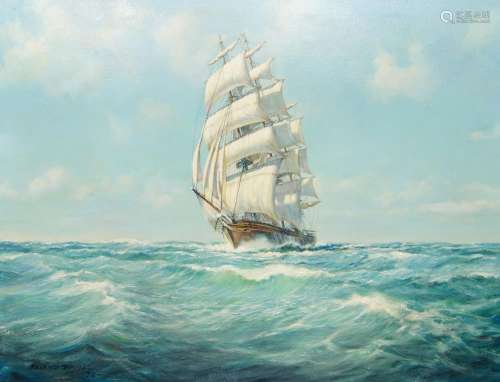 Roland Davies, British 1904-1993- Clipper ship; oil on canva...