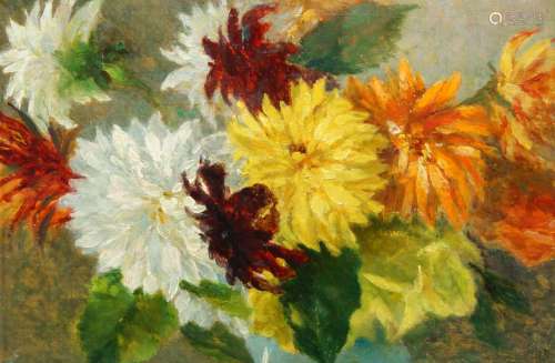 Emil Bruno, Austrian 1868-1940- Study of flowers; oil on pan...