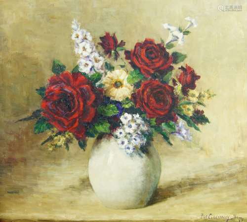 Piet Coldewey, Dutch 1877-1962- Still life with flowers; oil...