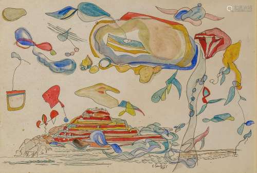 Surrealist School, mid-20th century- Untitled abstract forms...