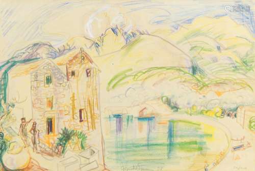 Ginette Signac, French 1913-1980- Prjno, 1958; coloured chal...