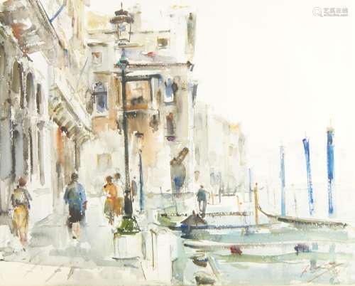 British School, mid-20th century- Venetian scene; watercolou...