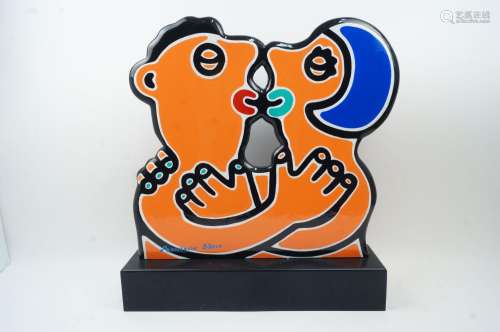 Moustache Bleue, French b.1952- The Orange Couple; acrylic o...