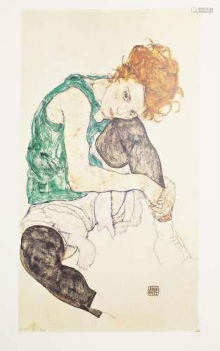 After Egon Schiele, Austrian 1890-1918- Standing Woman with ...