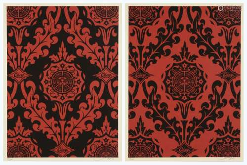 Shepard Fairey, American b.1970- Parlour Pattern Red/Black S...