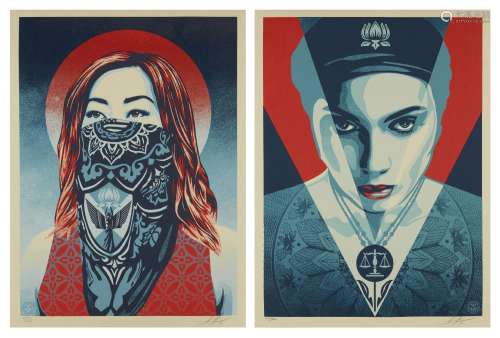 Shepard Fairey, American b.1970- Just Angels rising and Just...