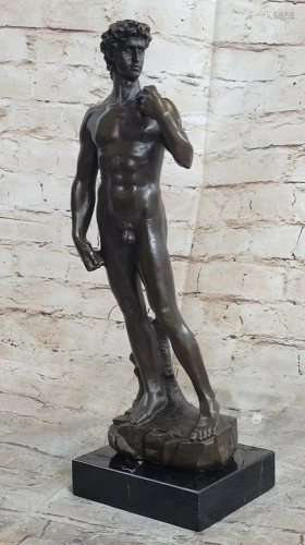 Signed Michelangelo Famous Statue Of David Bronze Sculpture