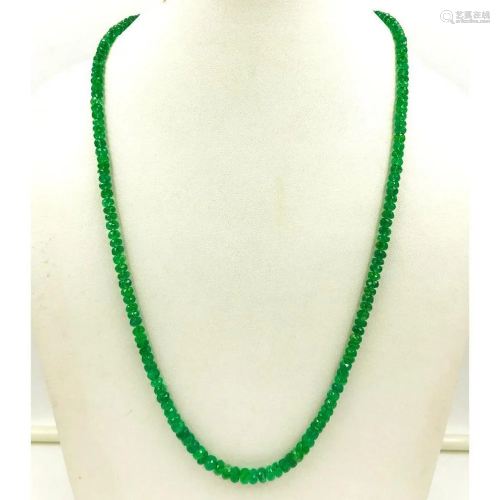 Emerald Faceted String Bead Necklace