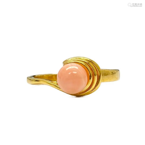 Heavenly Coral Stone And 18kt Gold Plated Ring