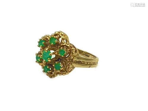 .12ct Round Cut Emerald set in 14K Gold Ring