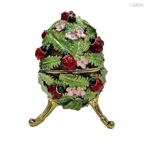Lovely Lady Bugs And Greenery Musical Faberge Egg