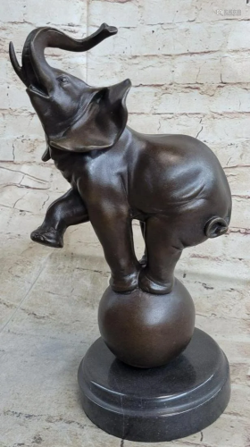 Striking Playful Elephant Bronze Sculpture Statue