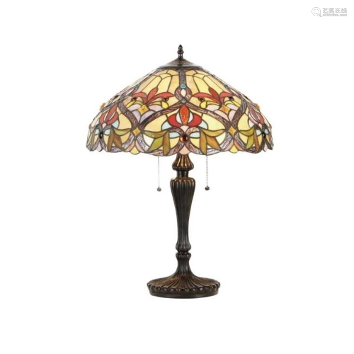 Lovely Light Amber And Blue Stone Tiffany Style Lamp