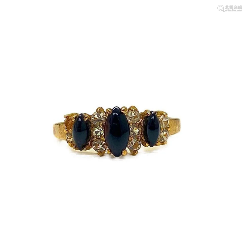 Exquisite Onyx And Swarovski Crystal 18kt Gold Plated Ring