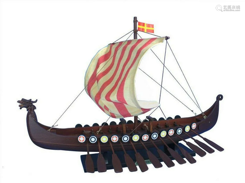 Wooden Viking Drakkar Model Boat 24"