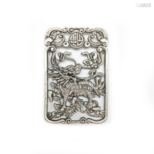 Exquisite Chinese Tibetan Silver Hand Carved Foodog