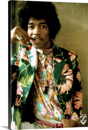Jimi Hendrix Colored Floral Jacket Canvas Reproduction