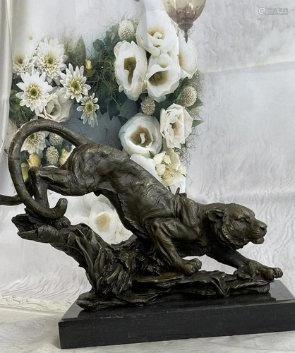 African Tiger Bronze Sculpture