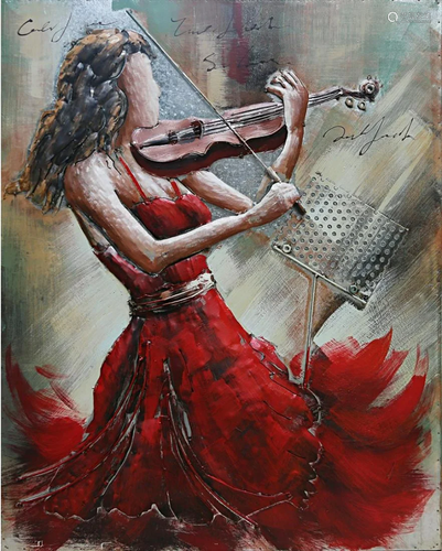 Gorgeous Woman Playing Violin 3-D wall Mount Painting