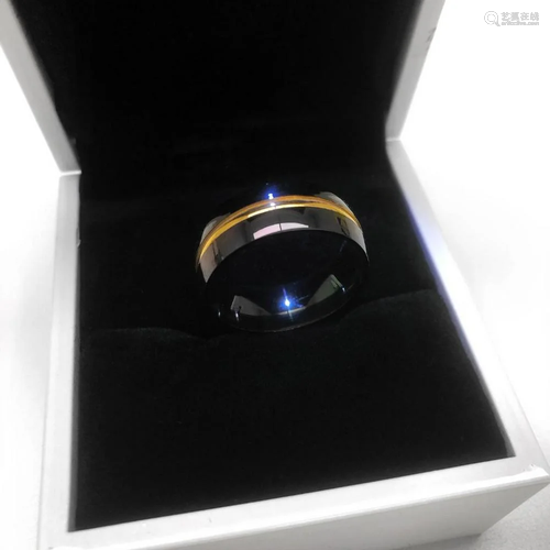 Ladies Titanium Black And Gold Engagement Ring