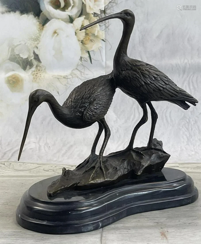 Two Peaceful Cranes Bronze Sculpture