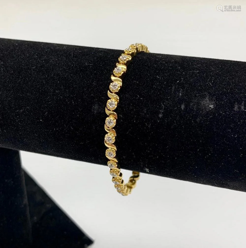 .3ct Round Cut Diamond 18K Gold Plated Bracelet