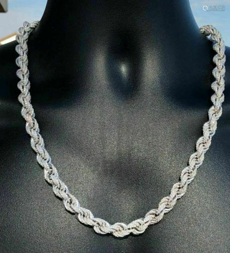 Custom 22" 9mm Solid 925 Sterling Silver Rope Chain