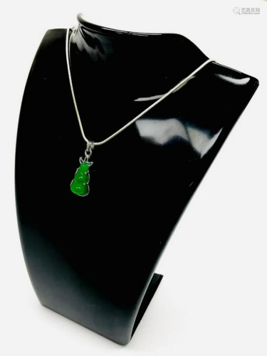 Unique 925 Silver Green Jade Pendant Paired With Sterling Si...