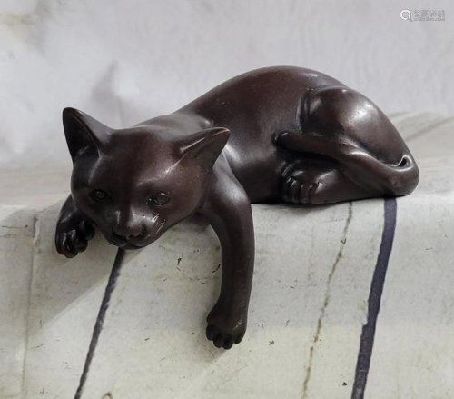 Cute Cat Bronze Sculpture