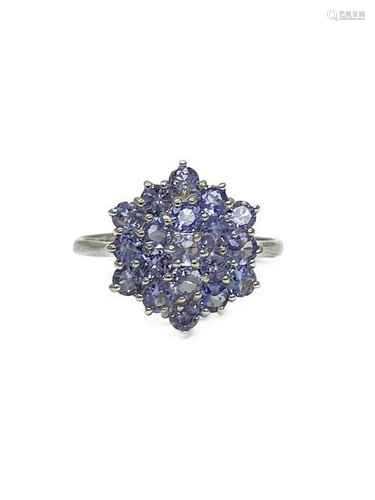 Unheated Round Tanzanite 14K White Gold Plated 925 Sterling ...