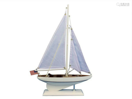 Wooden Intrepid Model Sailboat Decoration 16"