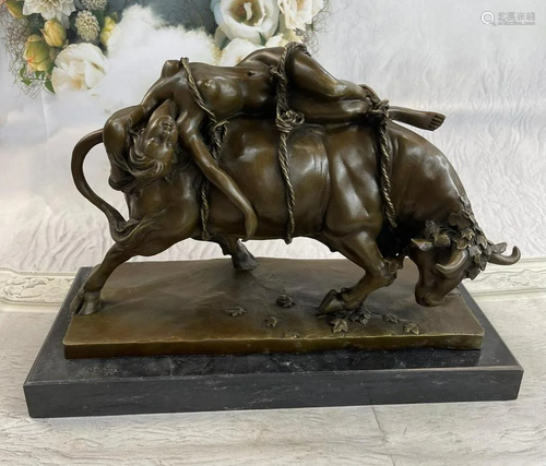 Nude Europa Bull Greek Bronze Sculpture Art