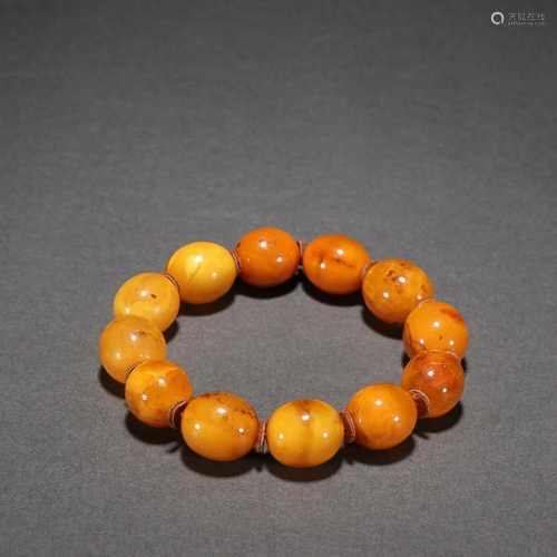 CHINESE AMBER BEADED BRACELET