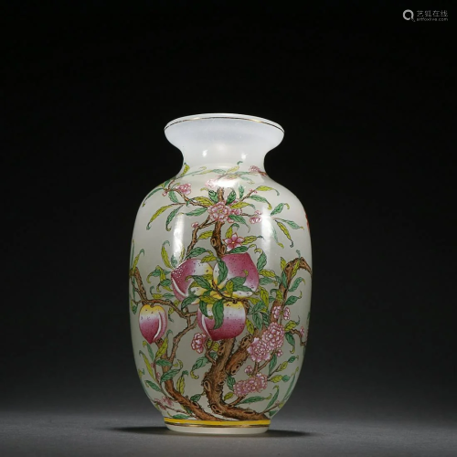 CHINESE PAINTED-ENAMEL GLASS LANTERN-FORM VASE DEPICTING &#x...