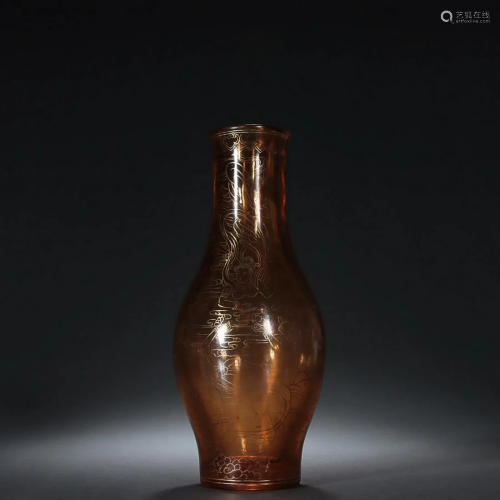 CHINESE GILDED ON GLASS VASE DEPICTING 'FIGURE', &...