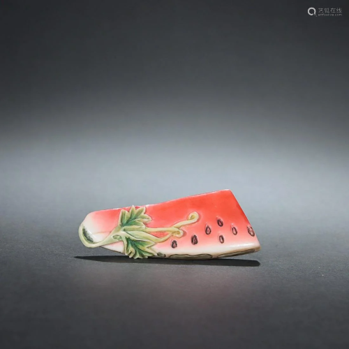 CHINESE POLYCHROMED RARE MATERIAL WATERMELON