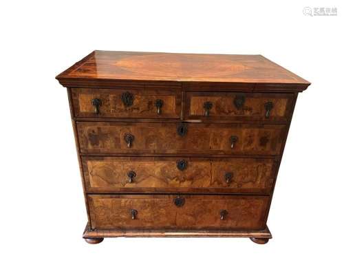 William and Mary Walnut Veneer and Inlay Chest of