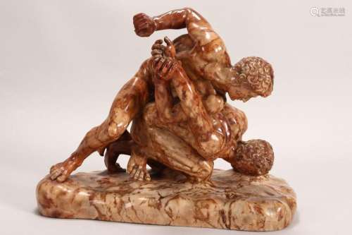 Stunning Marble  Uffizi Wrestlers  Figure Group,