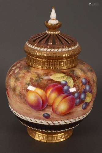 Large Royal Worcester Pot Pourri Jar and Cover,