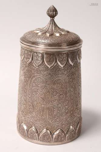 Fine 19th Century Indian Silver Jar and Cover,